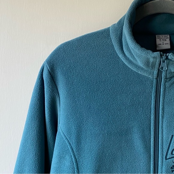 Fleece Jacket Size Medium Lake Tahoe Womens Full Zip Aqua Blue Pockets Floral - Picture 6 of 16